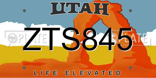 ZTS845 Utah License Plate