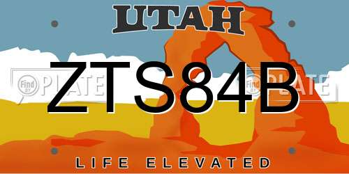ZTS84B Utah License Plate
