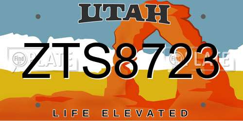 ZTS8723 Utah License Plate