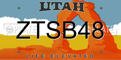 ZTSB48 Utah License Plate