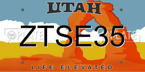 ZTSE35 Utah License Plate