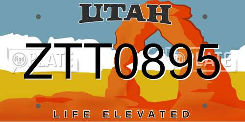 ZTT0895 Utah License Plate