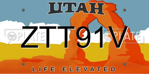 ZTT91V Utah License Plate
