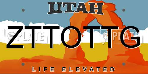 ZTTOTTG Utah License Plate
