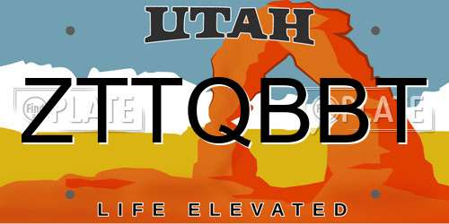 ZTTQBBT Utah License Plate