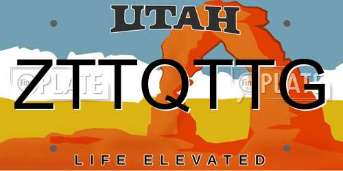 ZTTQTTG Utah License Plate