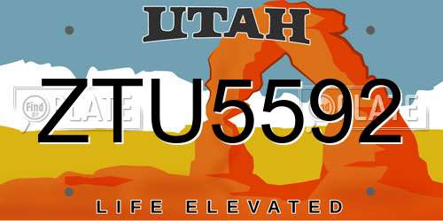 ZTU5592 Utah License Plate