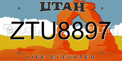 ZTU8897 Utah License Plate
