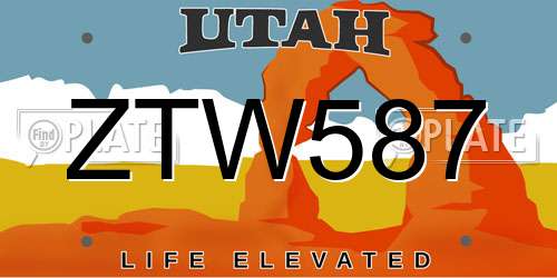 ZTW587 Utah License Plate