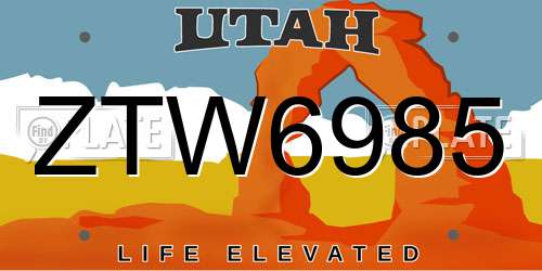 ZTW6985 Utah License Plate