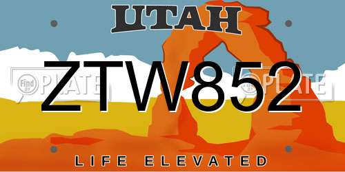 ZTW852 Utah License Plate