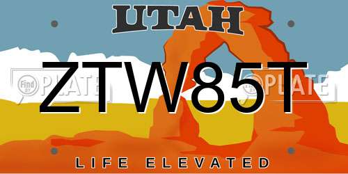 ZTW85T Utah License Plate