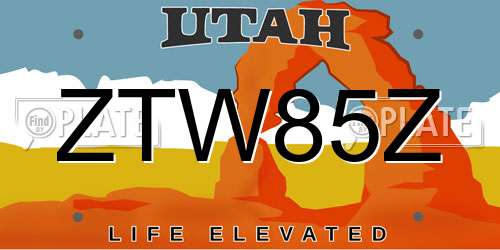 ZTW85Z Utah License Plate