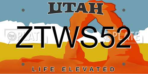 ZTWS52 Utah License Plate