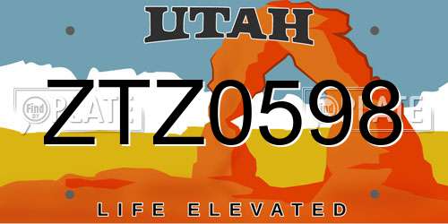 ZTZ0598 Utah License Plate