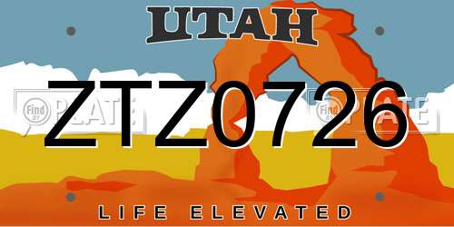 ZTZ0726 Utah License Plate