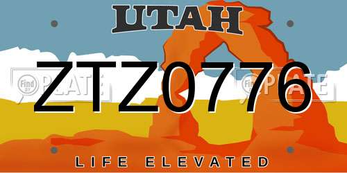 ZTZ0776 Utah License Plate
