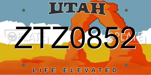 ZTZ0852 Utah License Plate
