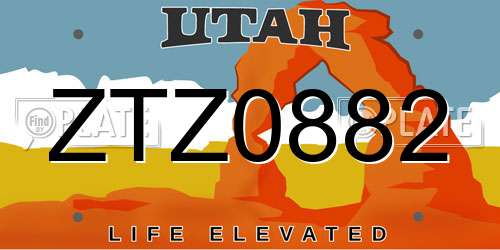 ZTZ0882 Utah License Plate