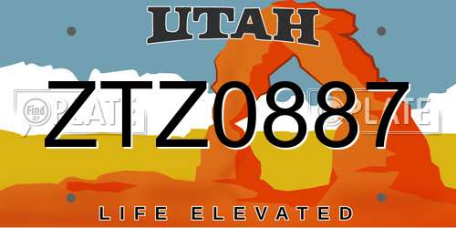 ZTZ0887 Utah License Plate