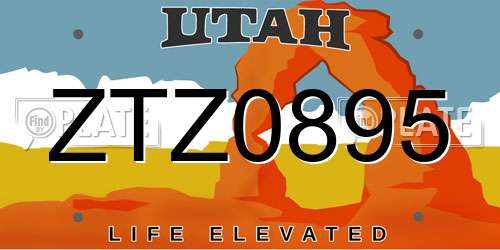 ZTZ0895 Utah License Plate