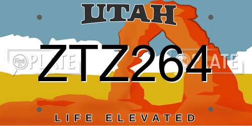 ZTZ264 Utah License Plate