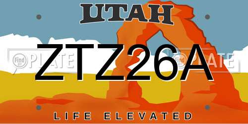 ZTZ26A Utah License Plate