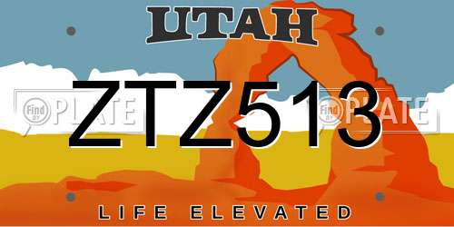 ZTZ513 Utah License Plate