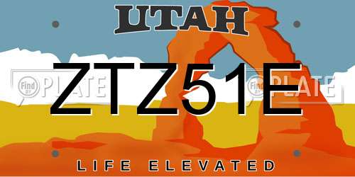 ZTZ51E Utah License Plate