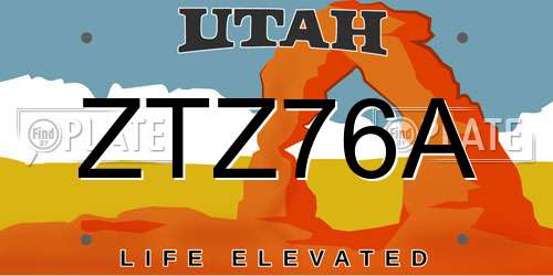 ZTZ76A Utah License Plate