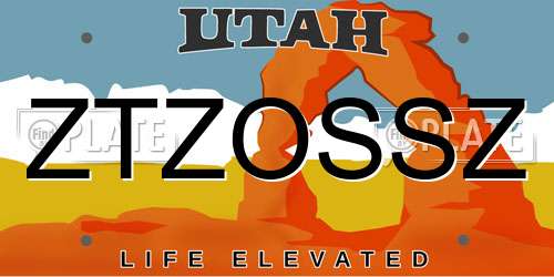 ZTZOSSZ Utah License Plate