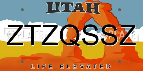 ZTZQSSZ Utah License Plate