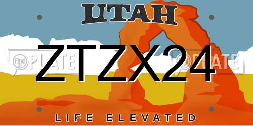 ZTZX24 Utah License Plate