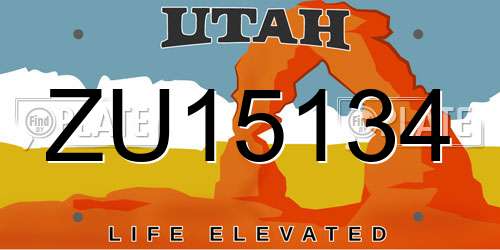 ZU15134 Utah License Plate