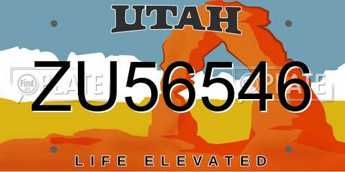 ZU56546 Utah License Plate