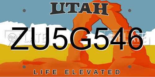 ZU5G546 Utah License Plate
