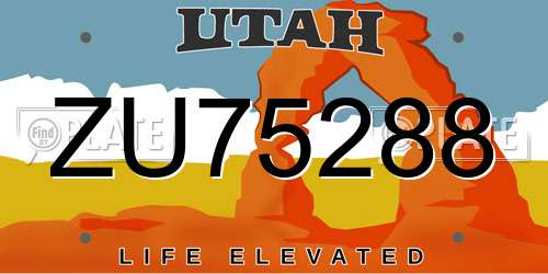 ZU75288 Utah License Plate
