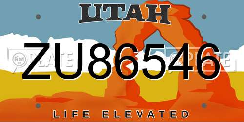 ZU86546 Utah License Plate