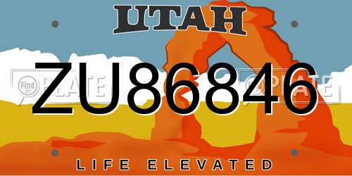 ZU86846 Utah License Plate