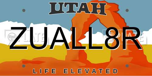 ZUALL8R Utah License Plate