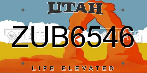 ZUB6546 Utah License Plate