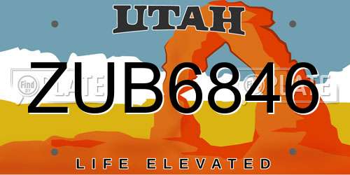 ZUB6846 Utah License Plate
