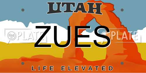 ZUES Utah License Plate