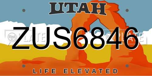 ZUS6846 Utah License Plate
