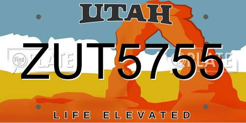 ZUT5755 Utah License Plate