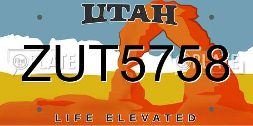 ZUT5758 Utah License Plate