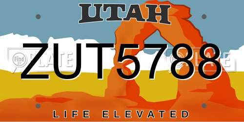 ZUT5788 Utah License Plate