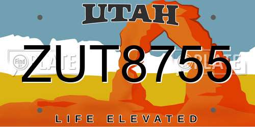 ZUT8755 Utah License Plate