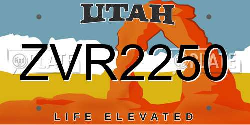 ZVR2250 Utah License Plate