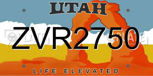 ZVR2750 Utah License Plate